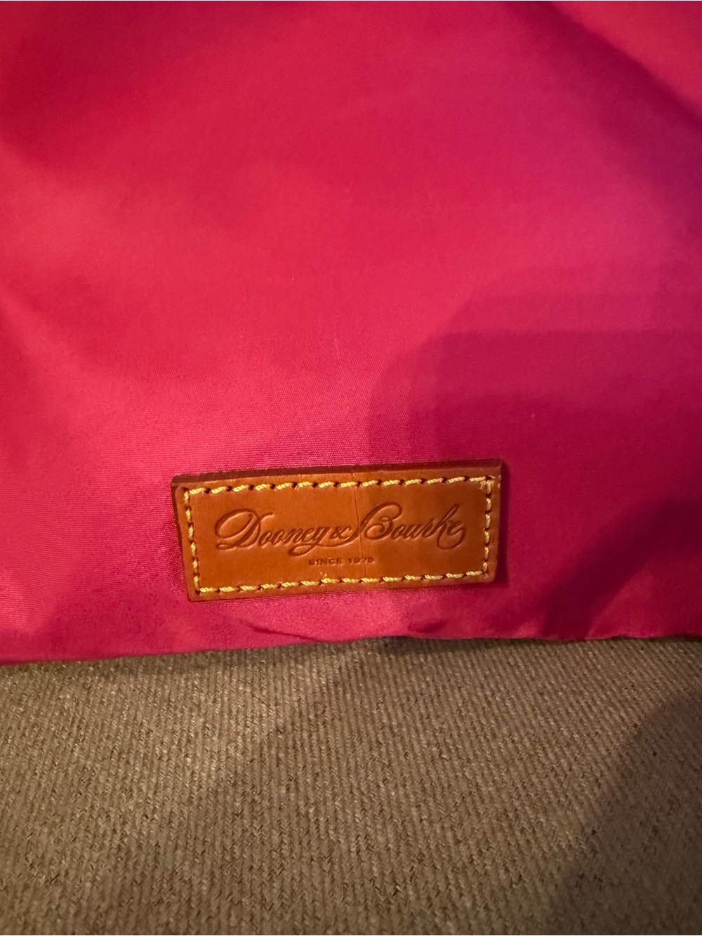Dooney & Burke Hot Pink Large Duffle Tote with Brown Leather Trim - NWT - Picture 3 of 9